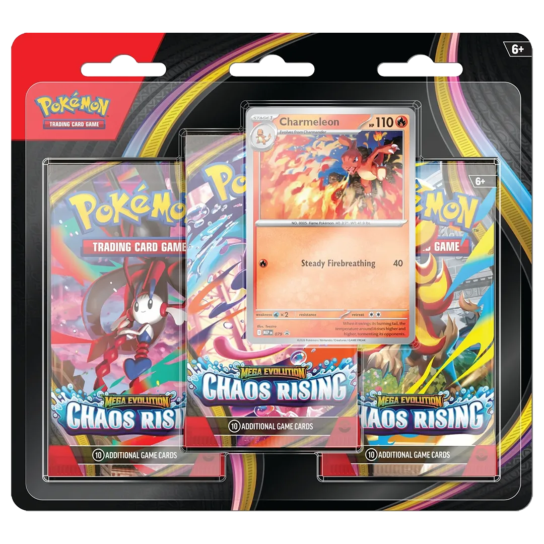 [PREORDER] Mega Evolution: Chaos Rising - 3-Pack Blister [Charmeleon] - Collect Roll