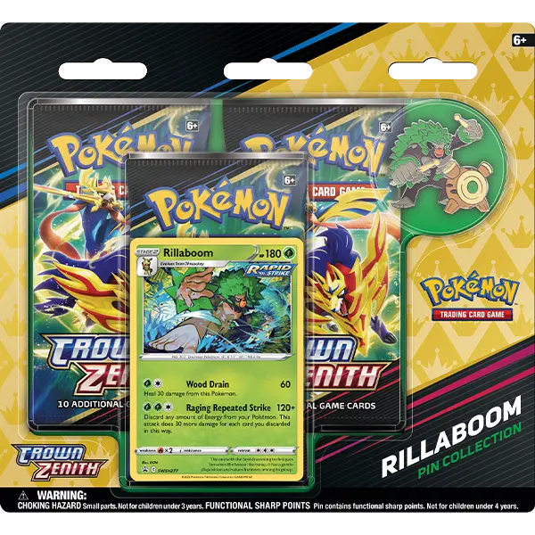 Crown Zenith - Pin Collection Rillaboom - Cinderace - Inteleon (Set of 3) - Collect Roll