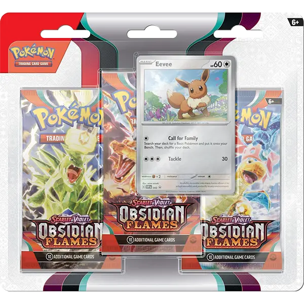 Scarlet and Violet: Obsidian Flames - 3 Pack Blister (Eevee) - Collect Roll