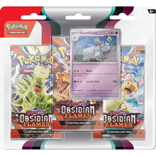 Scarlet and Violet: Obsidian Flames - 3 Pack Blister (Houndstone) - Collect Roll